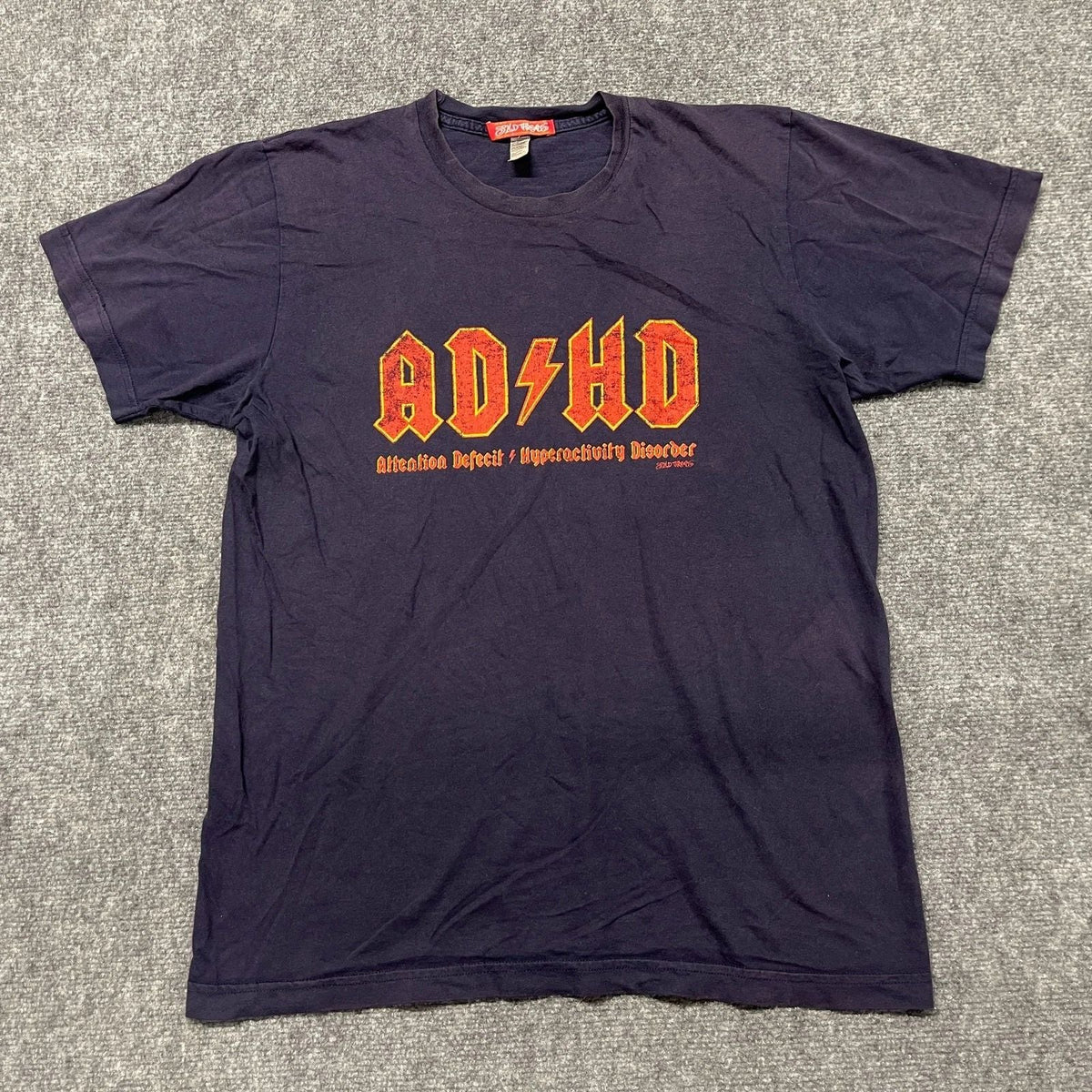Social Threads Attention Deficit Hyperactivity Disorder T Shirt Mens M Navy Blue Unisex