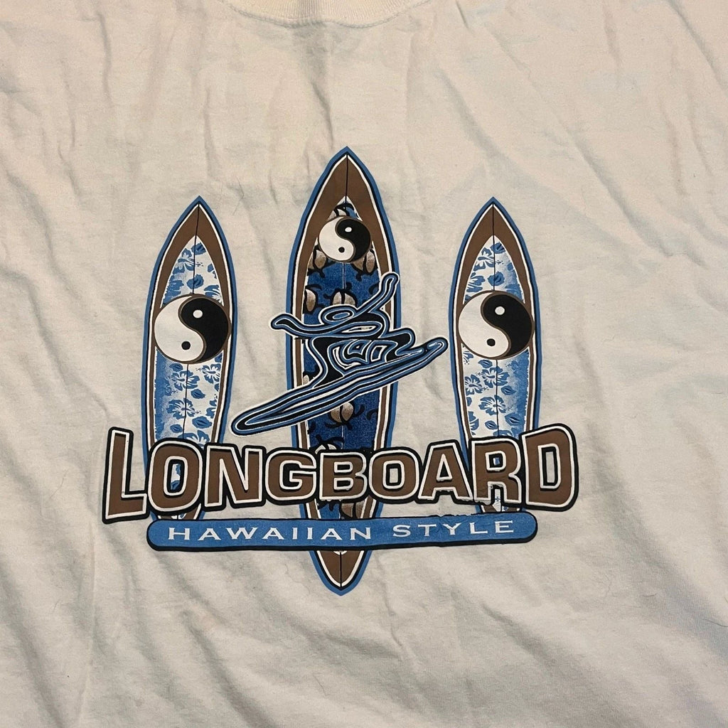 Long Board Hawaii Style Men 2Xl Surfing Shirt White Shirt Sleeve Y2K Unisex