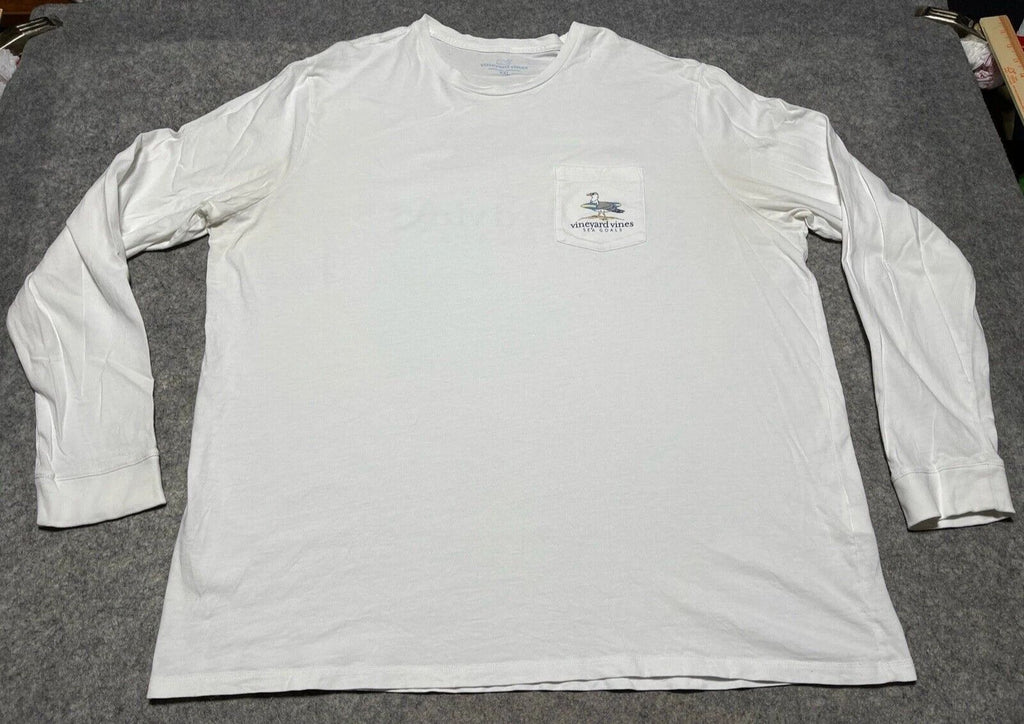 Vineyard Vines Pocket Long Sleeves White 2XL SEA GULLS Shirt Surf Board Ocean Unisex
