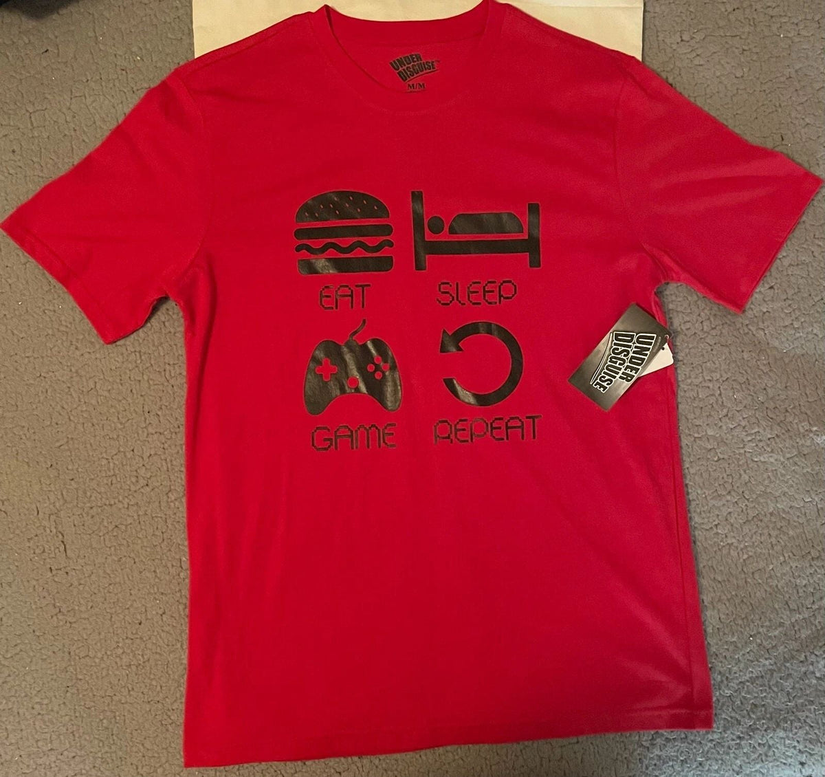Eat Sleep Game Repeat Funny Gamer Nerd Geek Gift Graphic Med Brand New! Unisex
