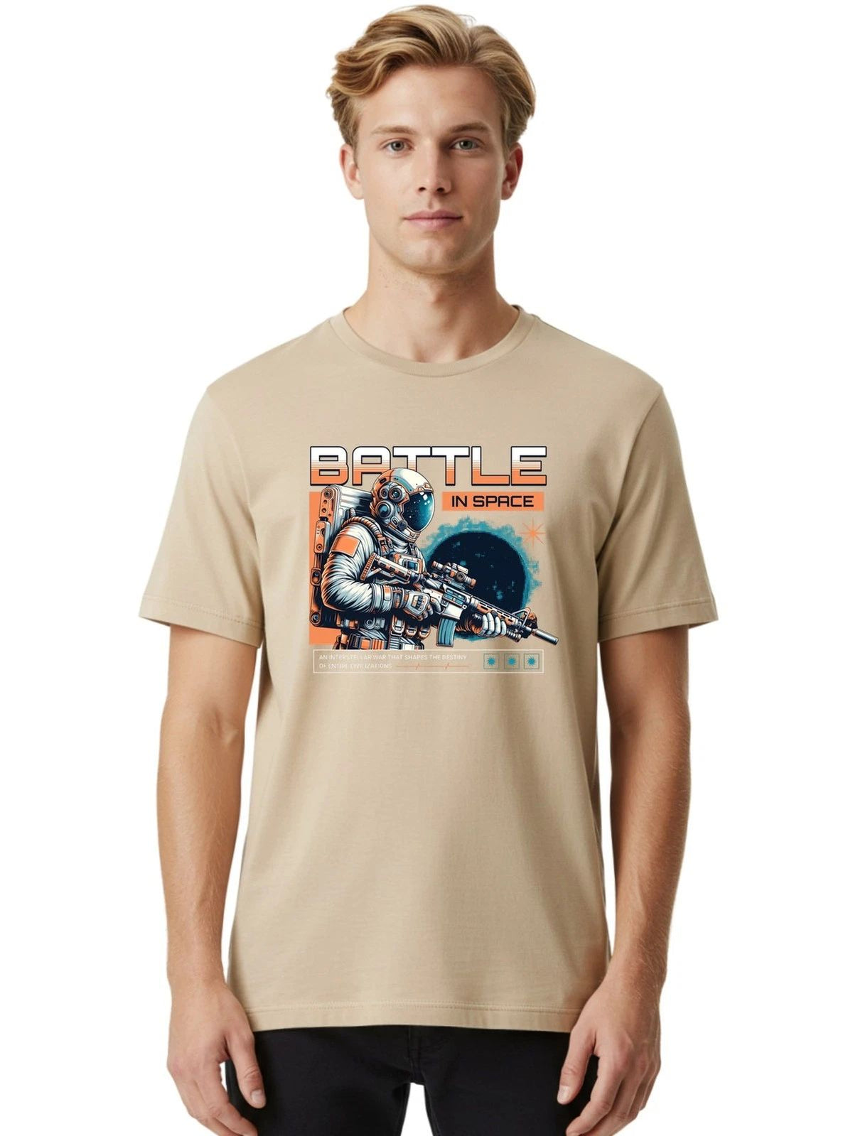 Battle-In-Space Mens Graphic Tee,100% Cotton,Casual Summer Wear Unisex
