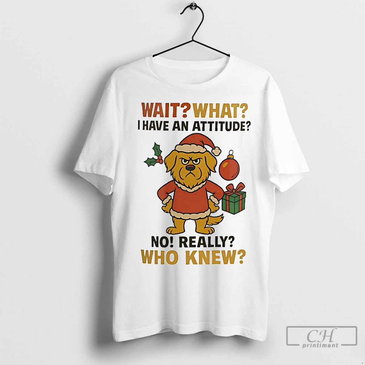 Premium Santa Golden Retriever Wait What I Have An Attitude Christmas Unisex