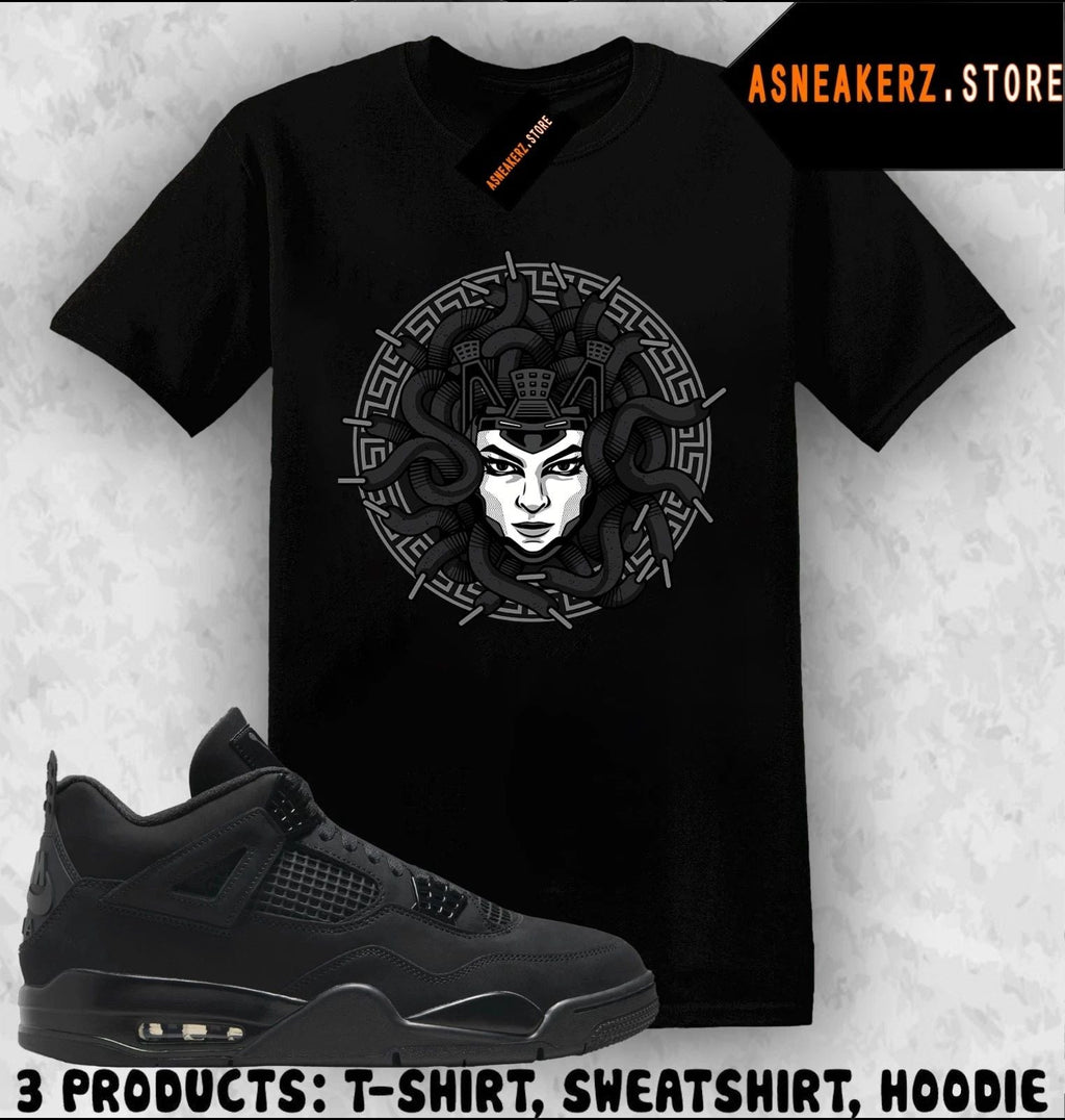 Tee Shirt Matching AJ 4 Black Cat 2025 Match Sneaker Sneakerhead Medusa Unisex