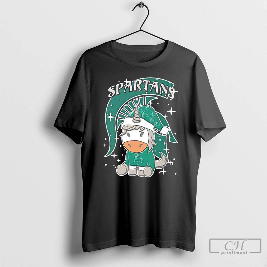 Premium Michigan State Spartans Football X Unicorn Merry Christmas T Shirts Unisex