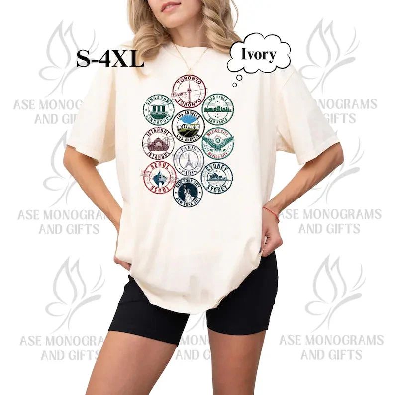 Travel Stamp Comfort Tee Travel Lover Vacation Shirt Gift Soft Cotton Tee Unisex