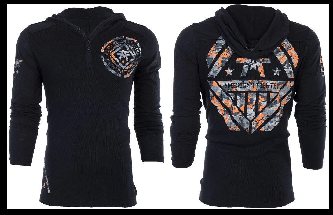 AMERICAN FIGHTER Black AVERETT Long Sleeve Henley Thermal NWT Unisex