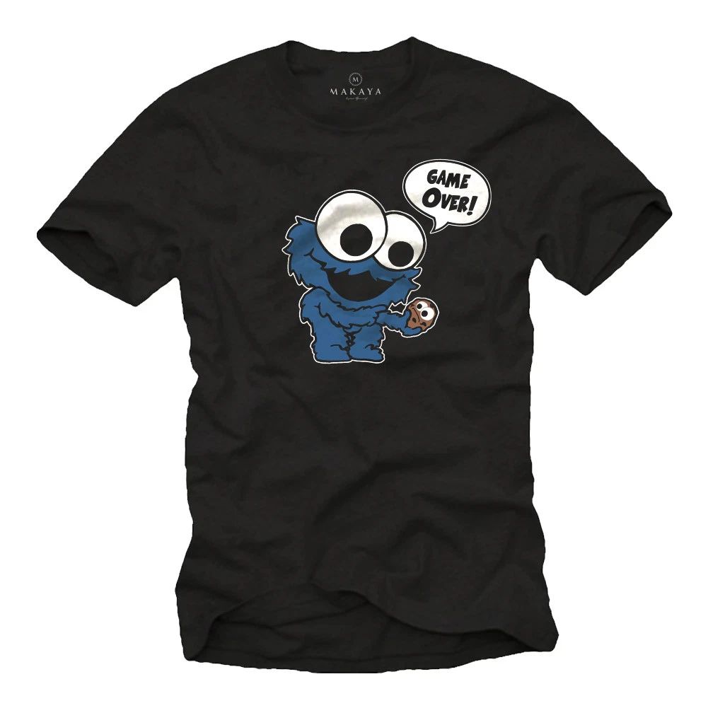 FUNNY WANTED MEN SERIES SHIRT WITH MONSTER PRINT DESIGN - SHORTSLEEVE COOKIE TEE Unisex