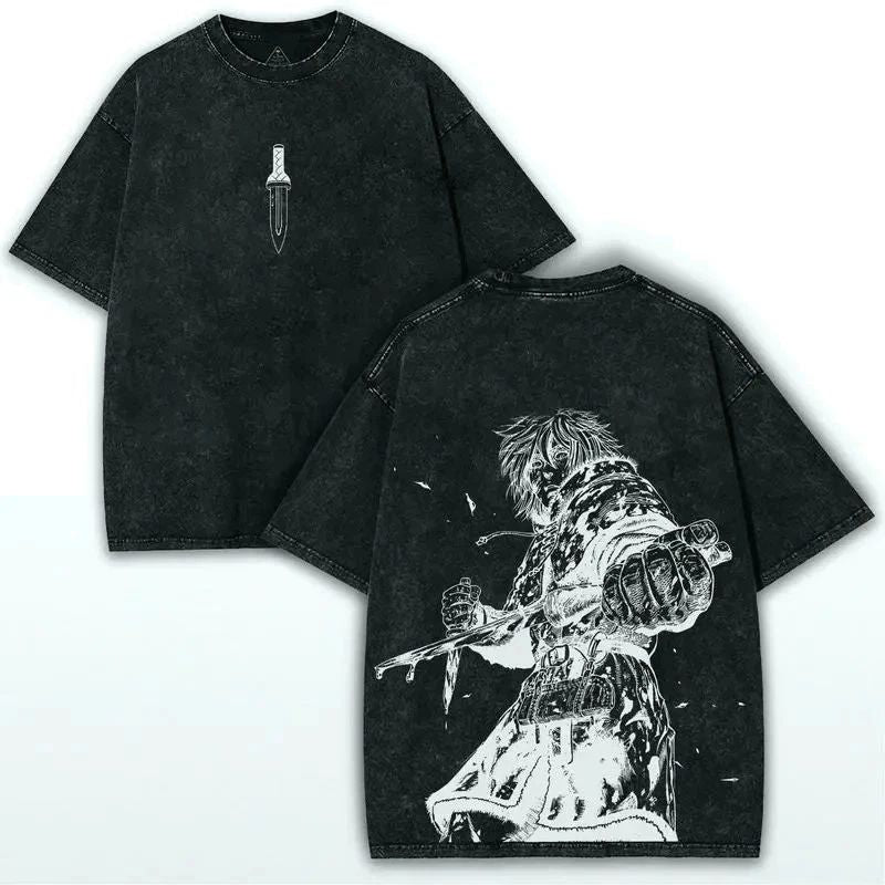 Anime Dark Warrior Graphic Oversized Cotton Streetwear Tee Unisex