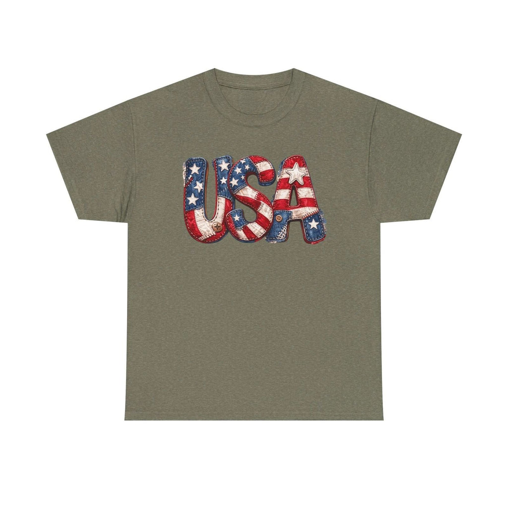 USA Flag Bubble Letters | Patriotic Fourth of July Tee Unisex