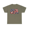 USA Flag Bubble Letters | Patriotic Fourth of July Tee Unisex
