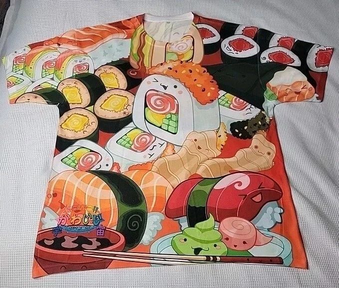 Kawaii Universe Sushi All Over Print Mens Graphic Tee XL 2X 👀 Unisex