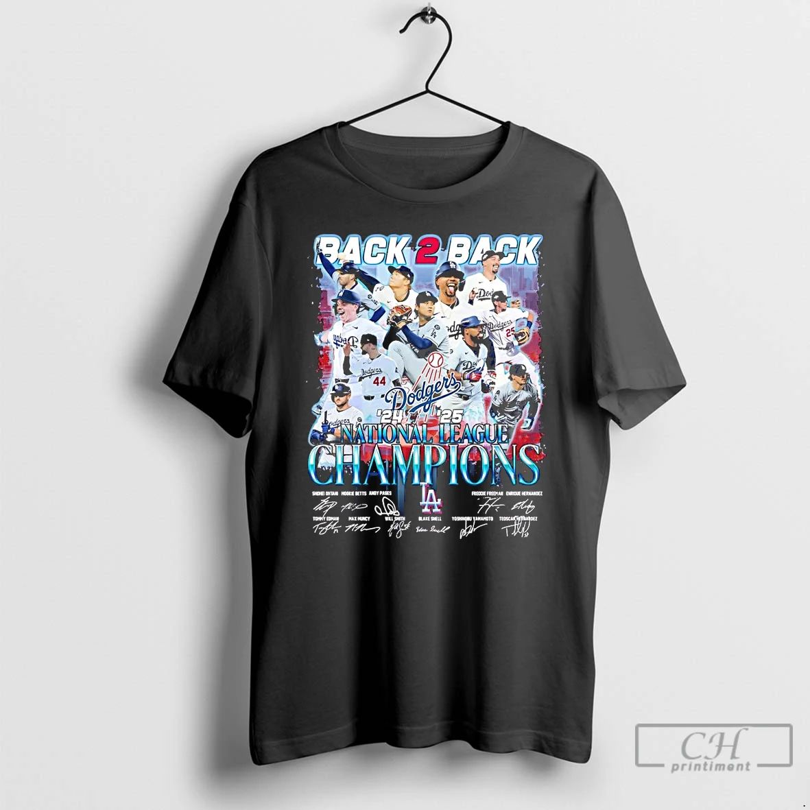 Classic Los Angeles Dodgers Back 2 Back National League Champions Team Players T Shirts Unisex
