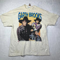 Hanes Beefy T Shirt Men Large Beige Cotton Pre Shrunk Troyal Garth Brooks Singer Unisex
