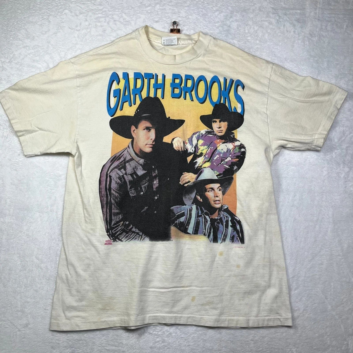 Hanes Beefy T Shirt Men Large Beige Cotton Pre Shrunk Troyal Garth Brooks Singer Unisex