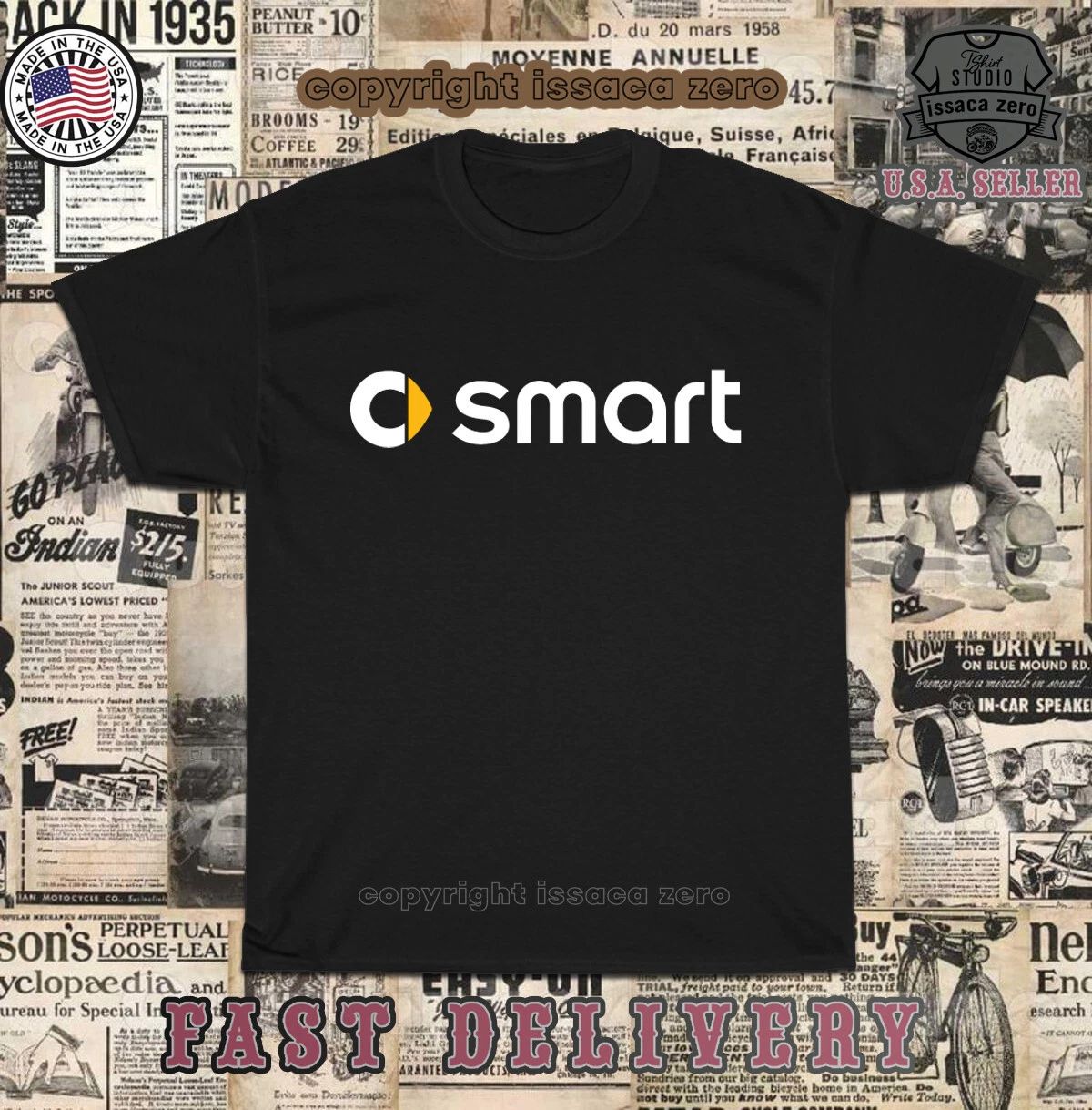 New Smart Car Logo Short Sleeve Men's American Tees Unisex