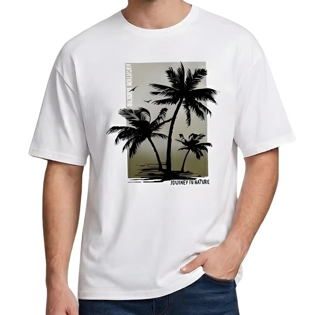 Men's Palm Tree Graphic Journey to Nature Tropical Summer Beach Tee Unisex