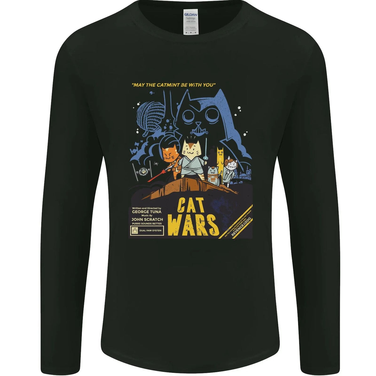 Cat Wars Funny Sci-Fi Mens Long Sleeve Unisex