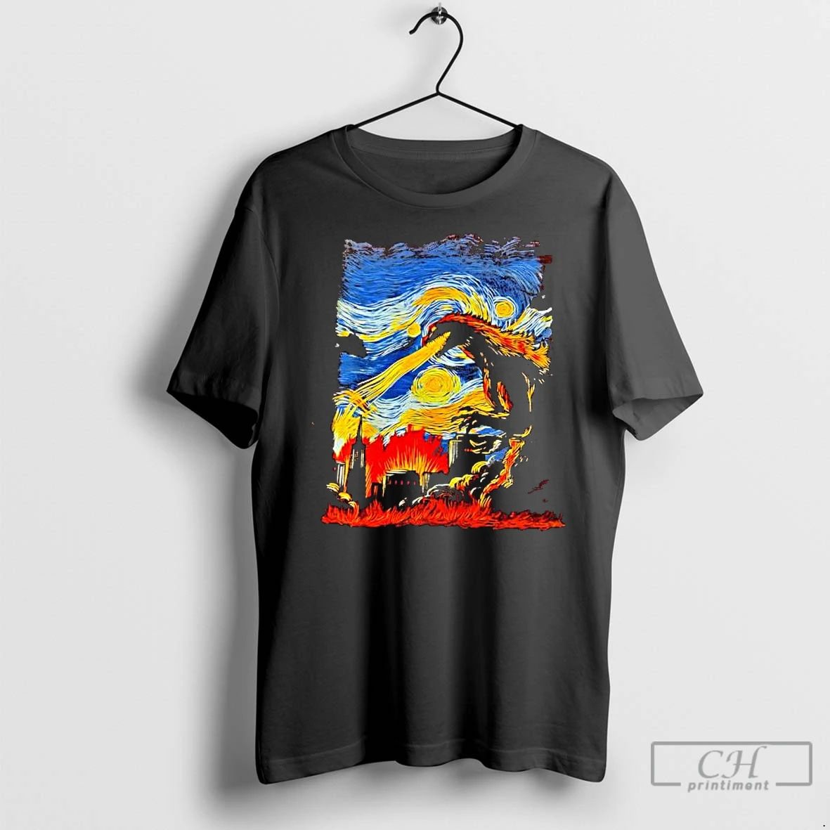 Premium Van Gogh Starry Night Godzilla Unisex