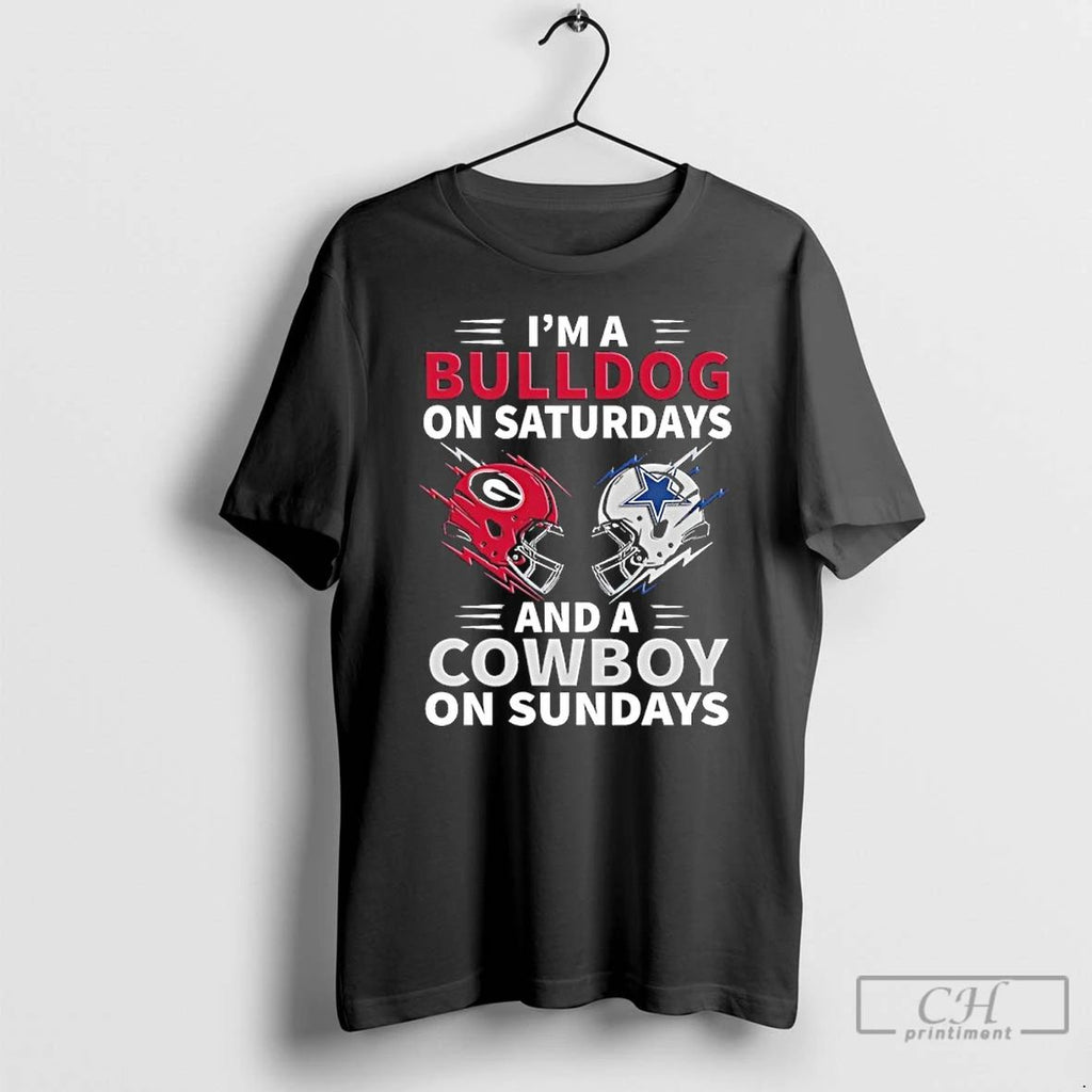 Premium Im A Bulldog On Saturdays And A Cowboy On Sundays T Shirts Unisex
