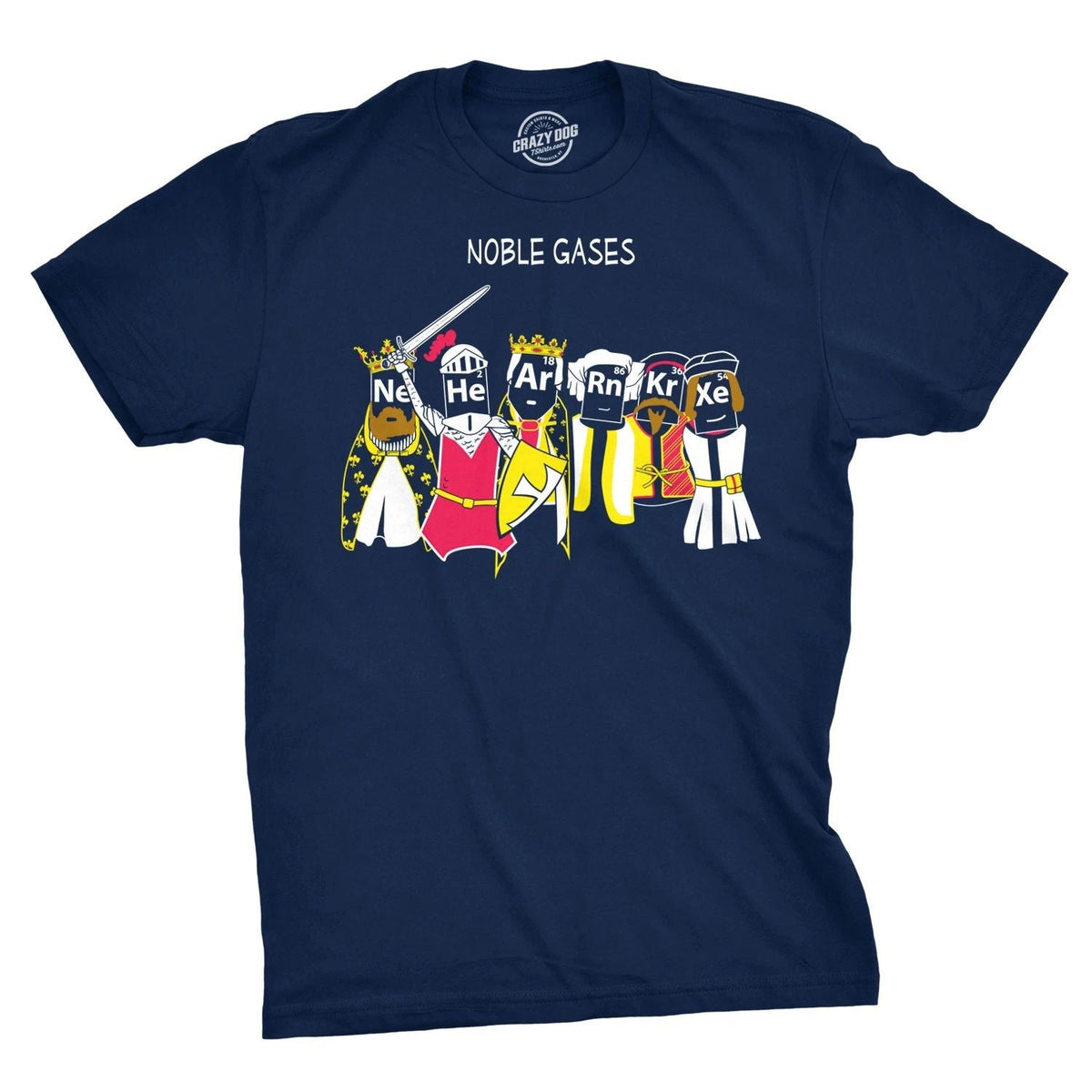 Mens Noble Gases Science T Shirt Funny Periodic Table Nerdy Graphic Tee Geeks Unisex
