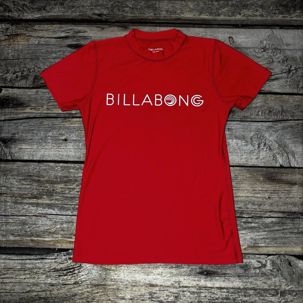 Billabong Mens Rashguard T Shirt Surf Size Small UVA/UVB Protection Red Unisex