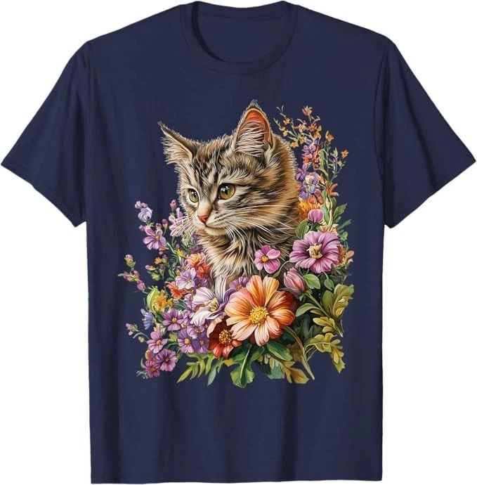 Cat Flower Floral Cute Kitten Graphic Men Women Kids Unisex