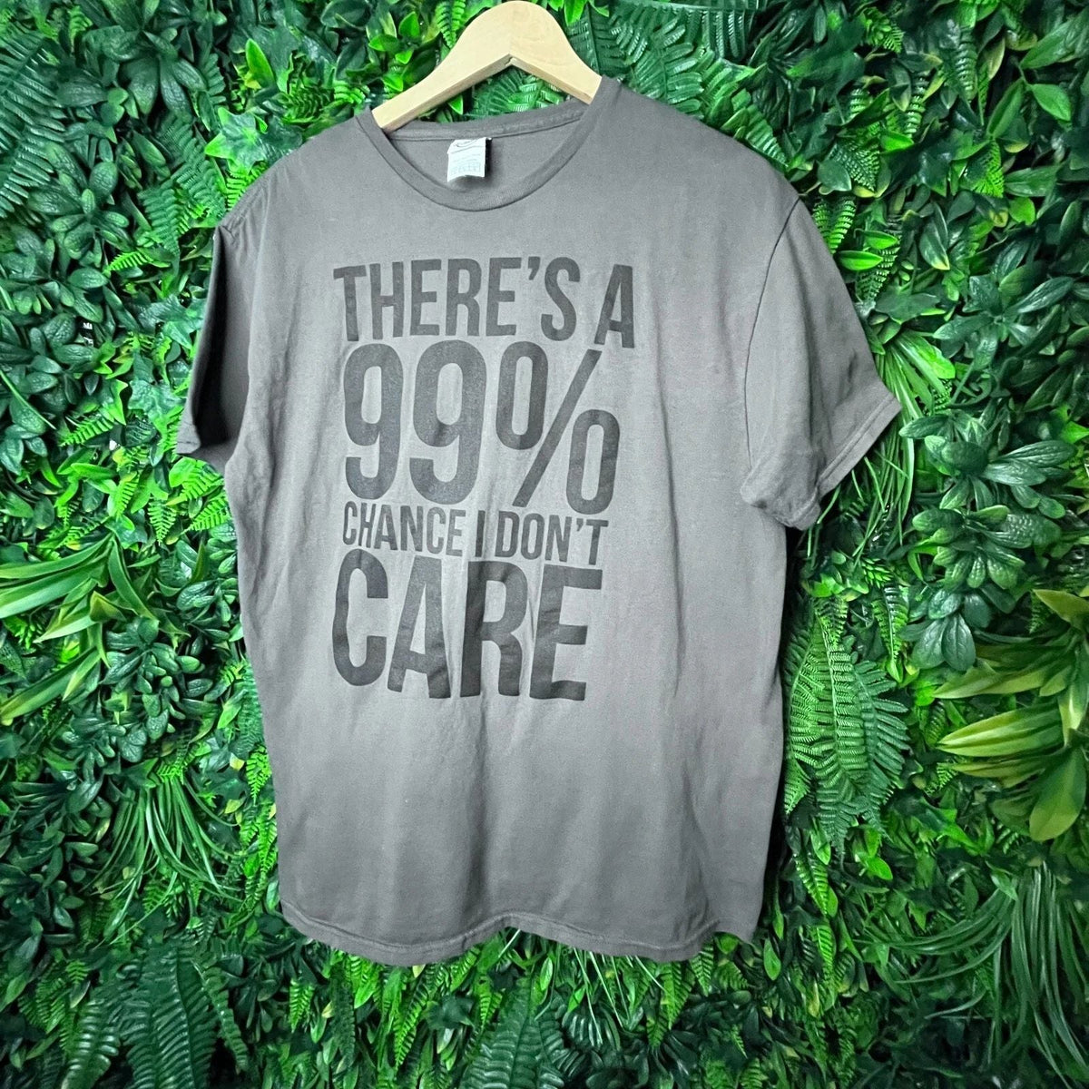Men Fashion Large GrayT Shirt 99% I Dont Care Quote Graphic Print Cotton 0561 Unisex