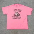 DOM Shirt Men XL PInk Dog Life Graphic Tee Short Sleeve Crew Neck Pullover Adult Unisex