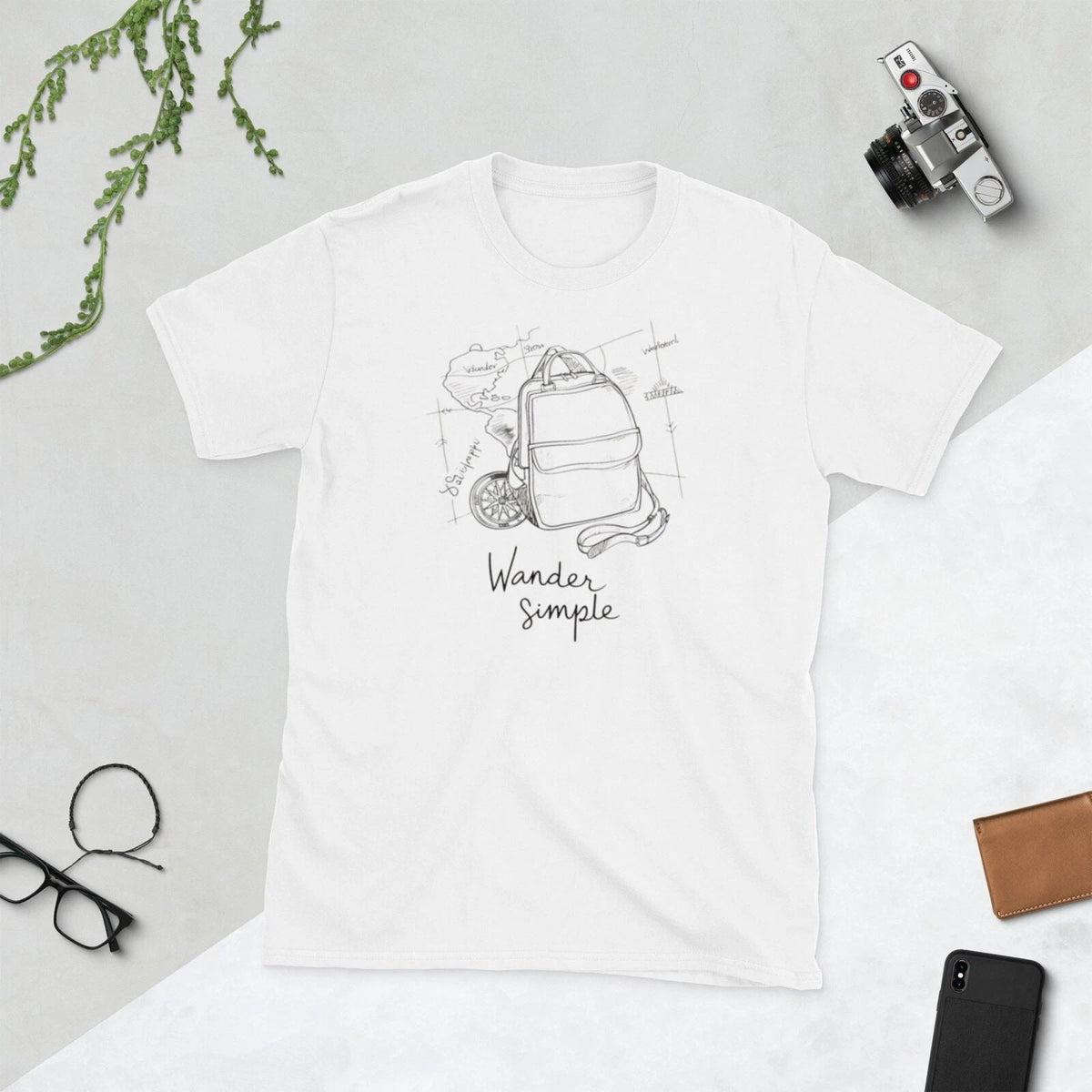 Short-Sleeve Unisex Wander Simple - Minimalist Travel Graphic#3 Unisex