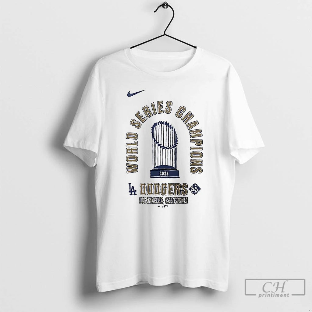Premium Los Angeles Dodgers 2025 World Series Champions Trophy T Shirts Unisex