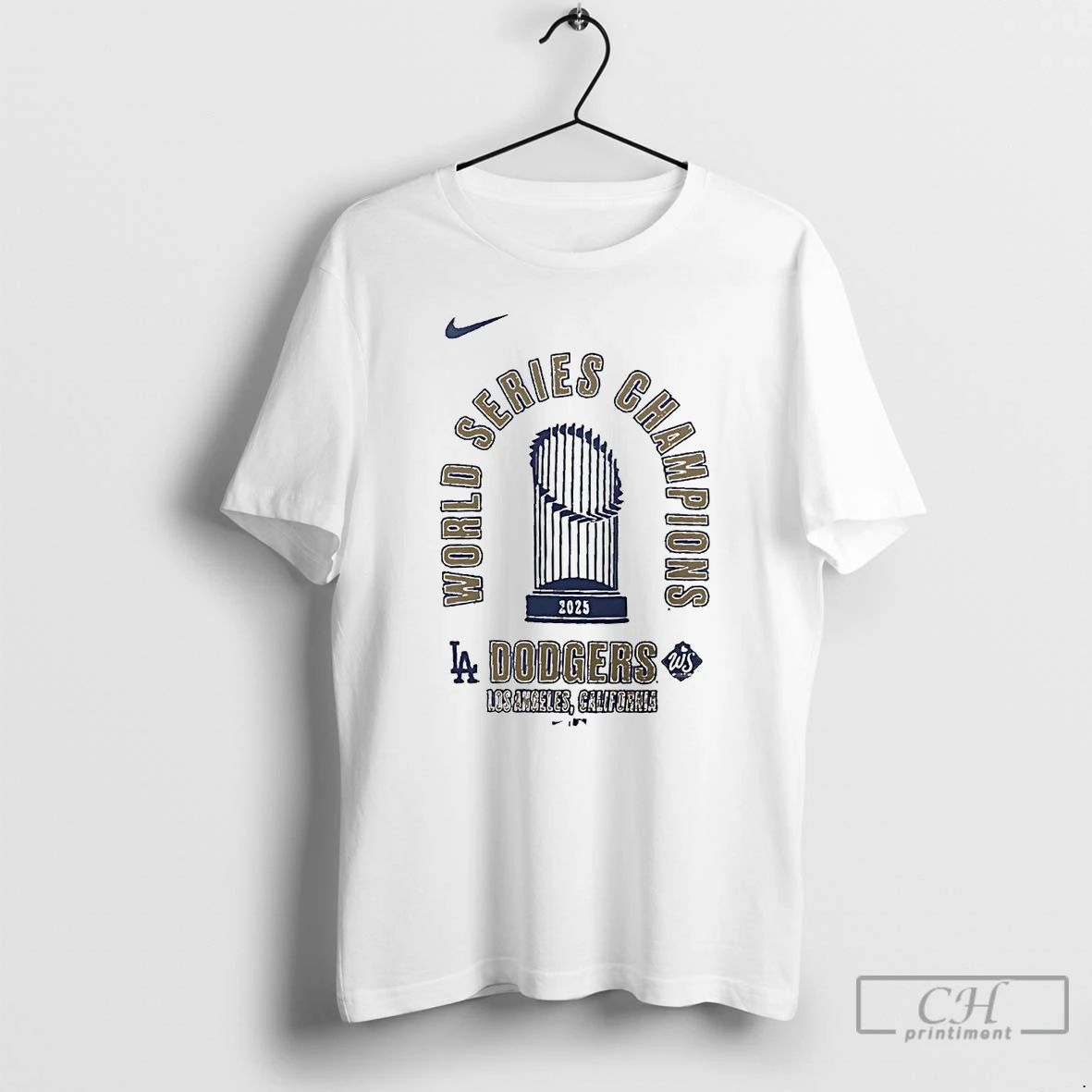 Premium Los Angeles Dodgers 2025 World Series Champions Trophy T Shirts Unisex