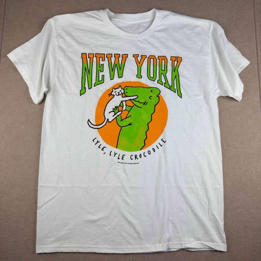 Lyle Lyle Crocodile New York Graphic Mens L White Cartoon Tee Unisex