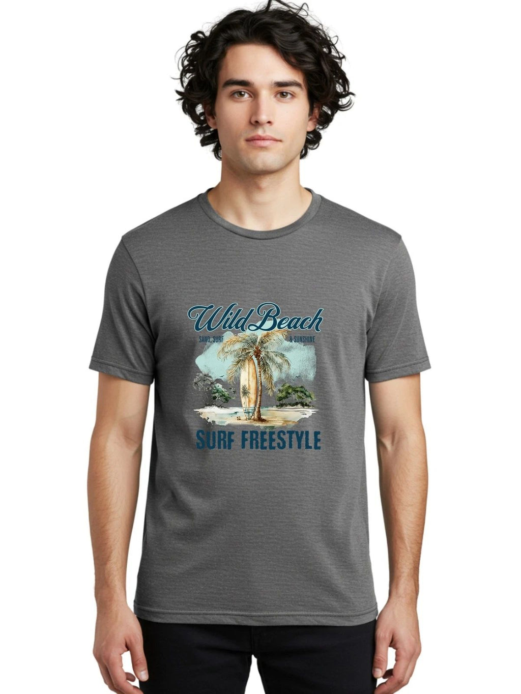 Wild-Beach-Surf-Freestyle Mens Graphic Tee,100% Cotton,Casual Summer Wear Unisex