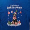 Santa Paws Shirt Mens 2XL Blue Dog Lover Christmas Graphic Tee Unisex