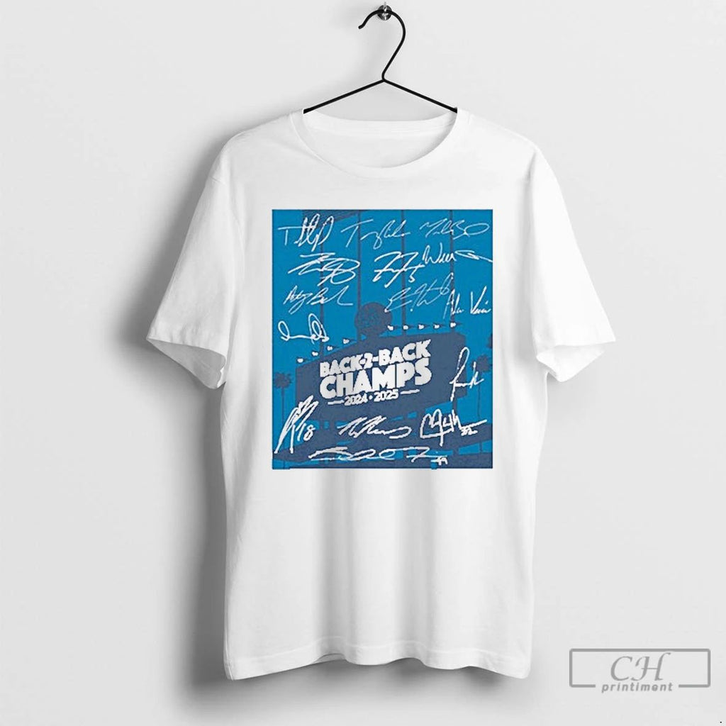Premium Los Angeles Baseball Back To Back Champs Signature Roster T Shirts Unisex