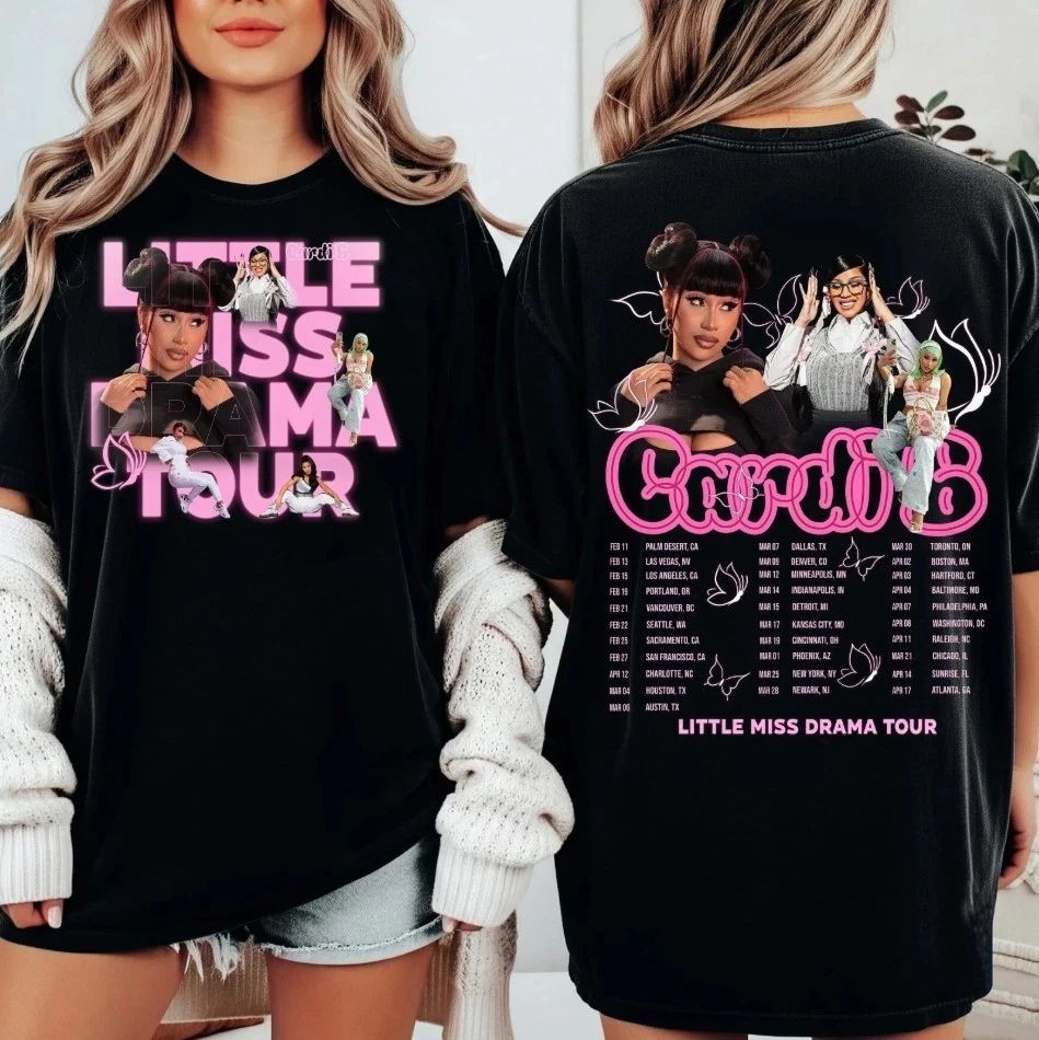 Cardi B Little Miss Drama Tour 2026 Graphic Tee Gift For Fan Two Side Unisex
