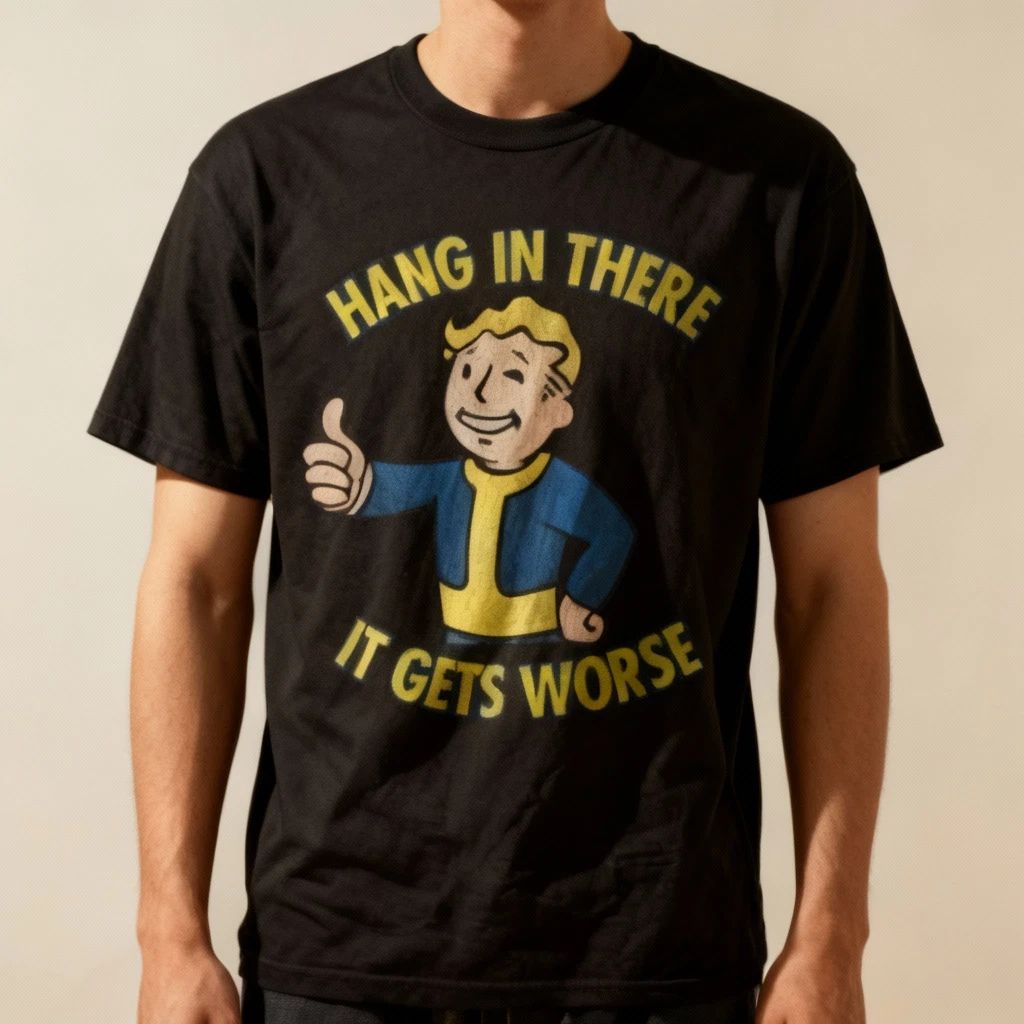 Fallout Graphic T Shirt Hang In There Funny Vintage Game Unisex Tee NWT Unisex