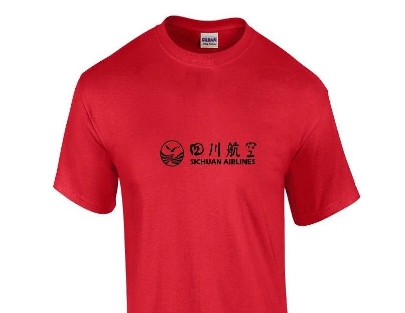 Sichuan Airlines Black Logo Chinese Aviation Geek Red Cotton Unisex