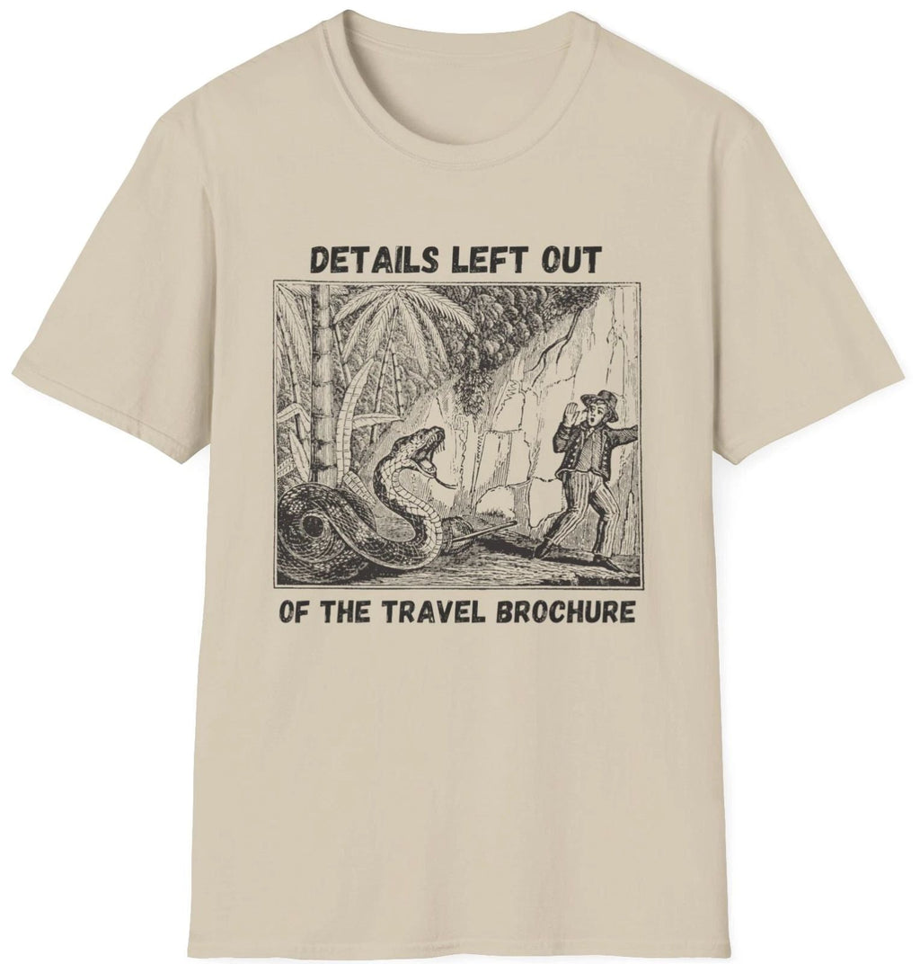 Travel Brochure T Shirt graphic tee Sand Size S Unisex