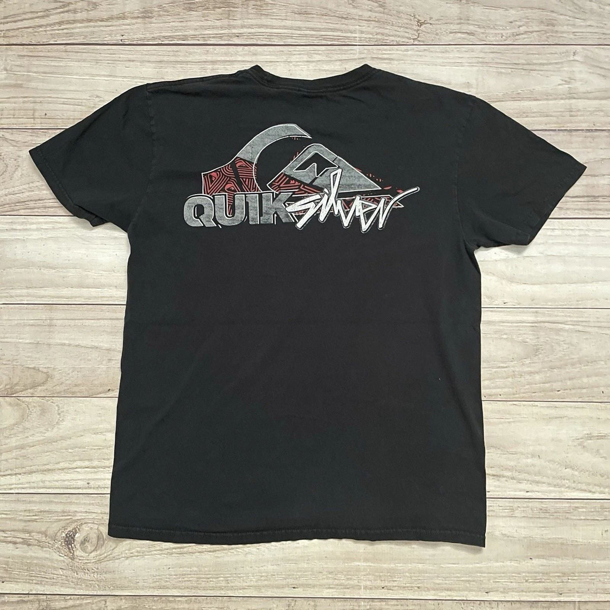 Vintage Y2K Quiksilver Surf Double Sided Graphic T Shirt Black Size M Surfing Unisex