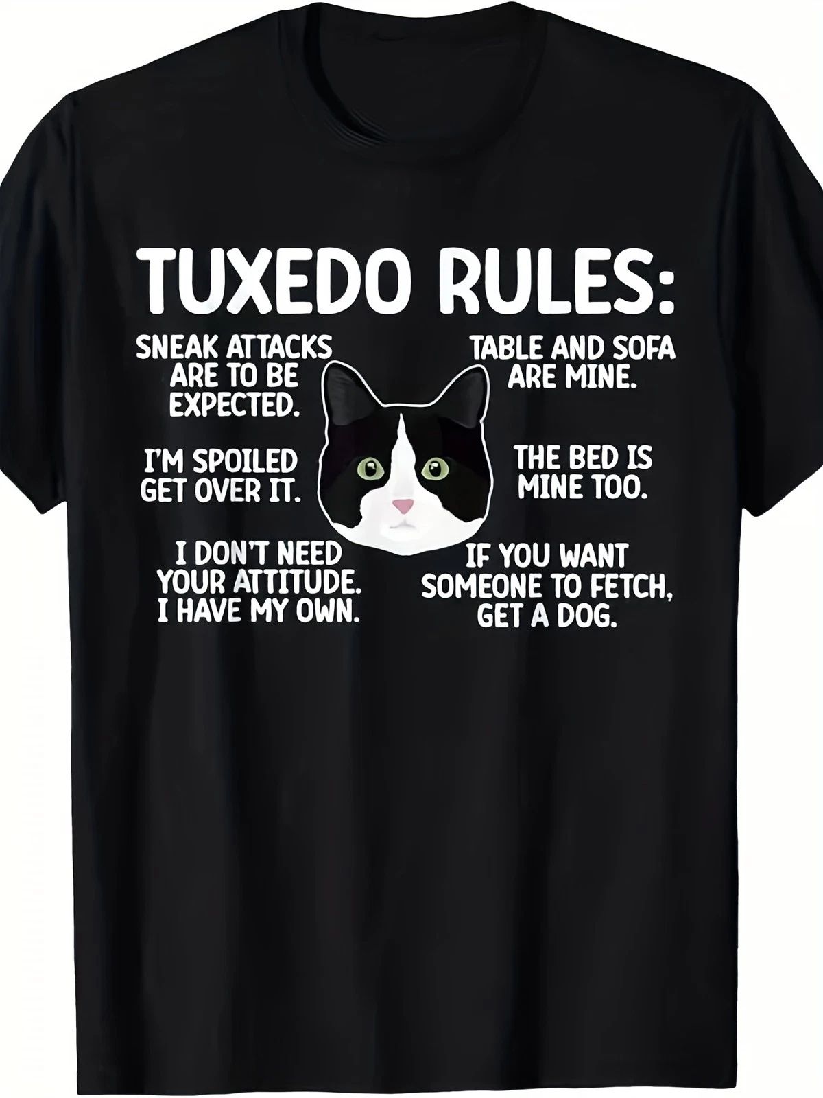 Exclusive Short-Sleeve for Tuxedo Cat Lovers, Featuring a Fun Print, P Unisex