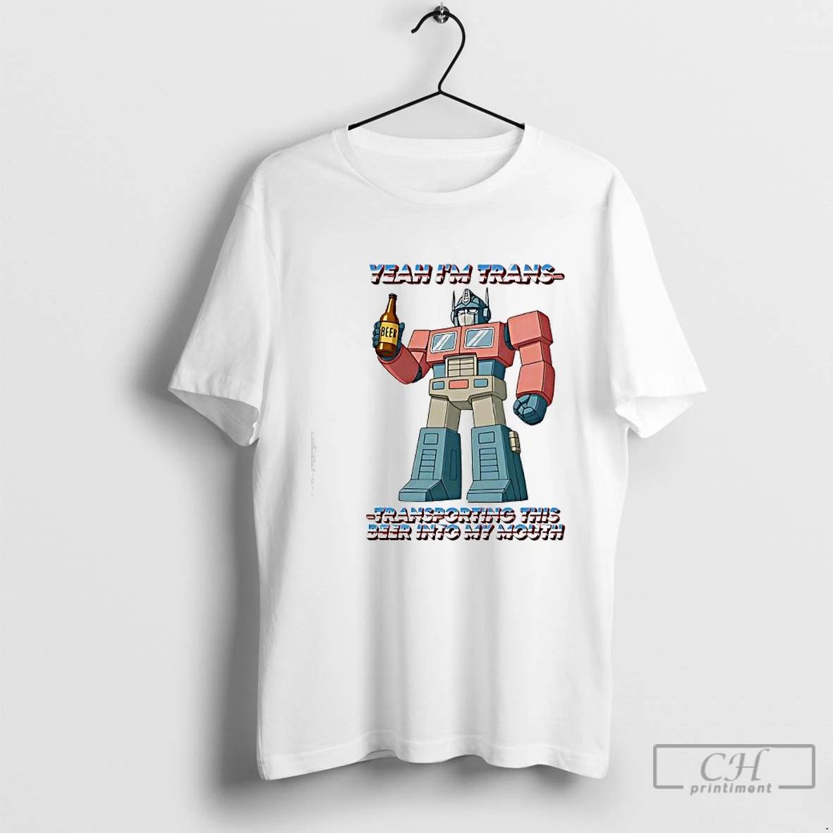 Premium Yeah Im Trans Transporting This Beer Into My Mouth Robot T Shirts Unisex