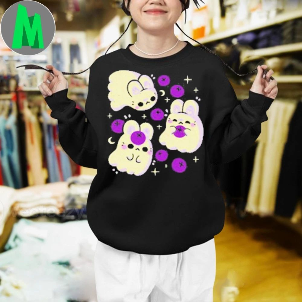 Cute Bunny Ghosts and Blueberries Shirt Unisex