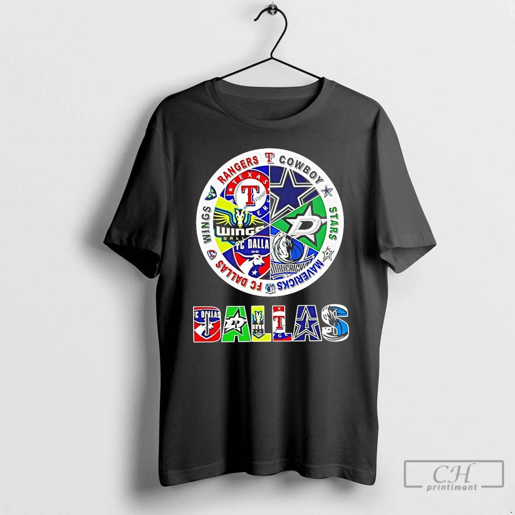 Classic Cowboys Rangers Mavericks Stars Dallas Wings Dallas Team Sport Logo T Shirts Unisex