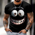 Mens Funny Face 3D Print T Shirt Summer Casual Loose Fit Streetwear Top Unisex