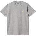 Carhartt Mens WIP Chase Logo Branded Jersey Cotton Tee Grey Heather Gold Unisex