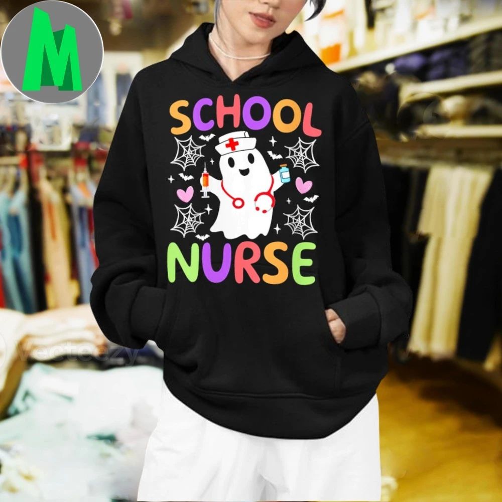Women’s School Nurse Spooky Ghost Funny Halloween Nurse Costume 2025 Shirt Unisex
