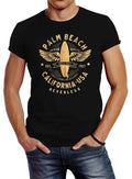 Neverless® Men's Surfing Motif Vintage Effect Palm Beach California Unisex