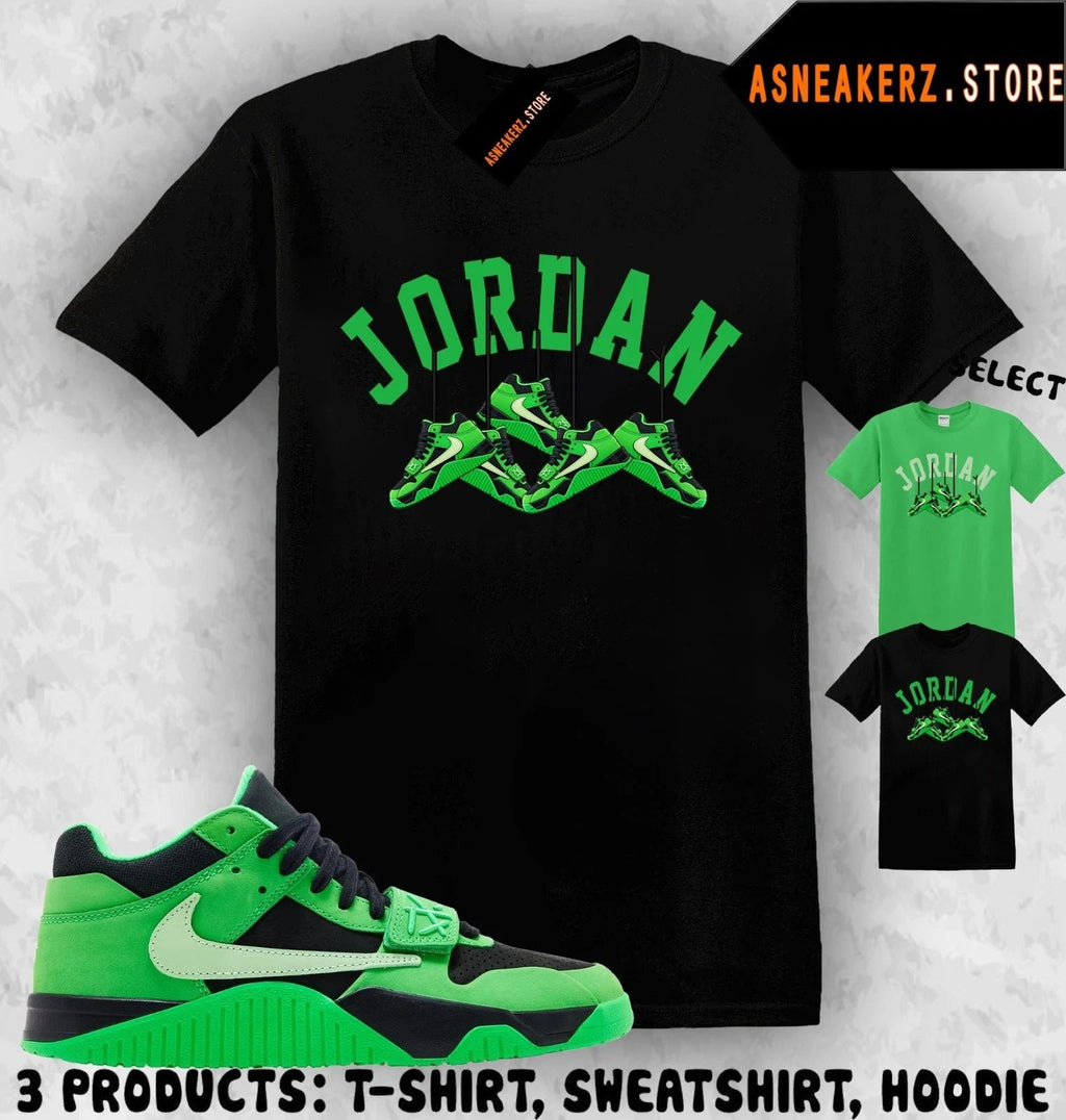 Shirt Matching Travis Scott Jumpman Jack Green Spark Match Sneaker Shoe Hanging Unisex