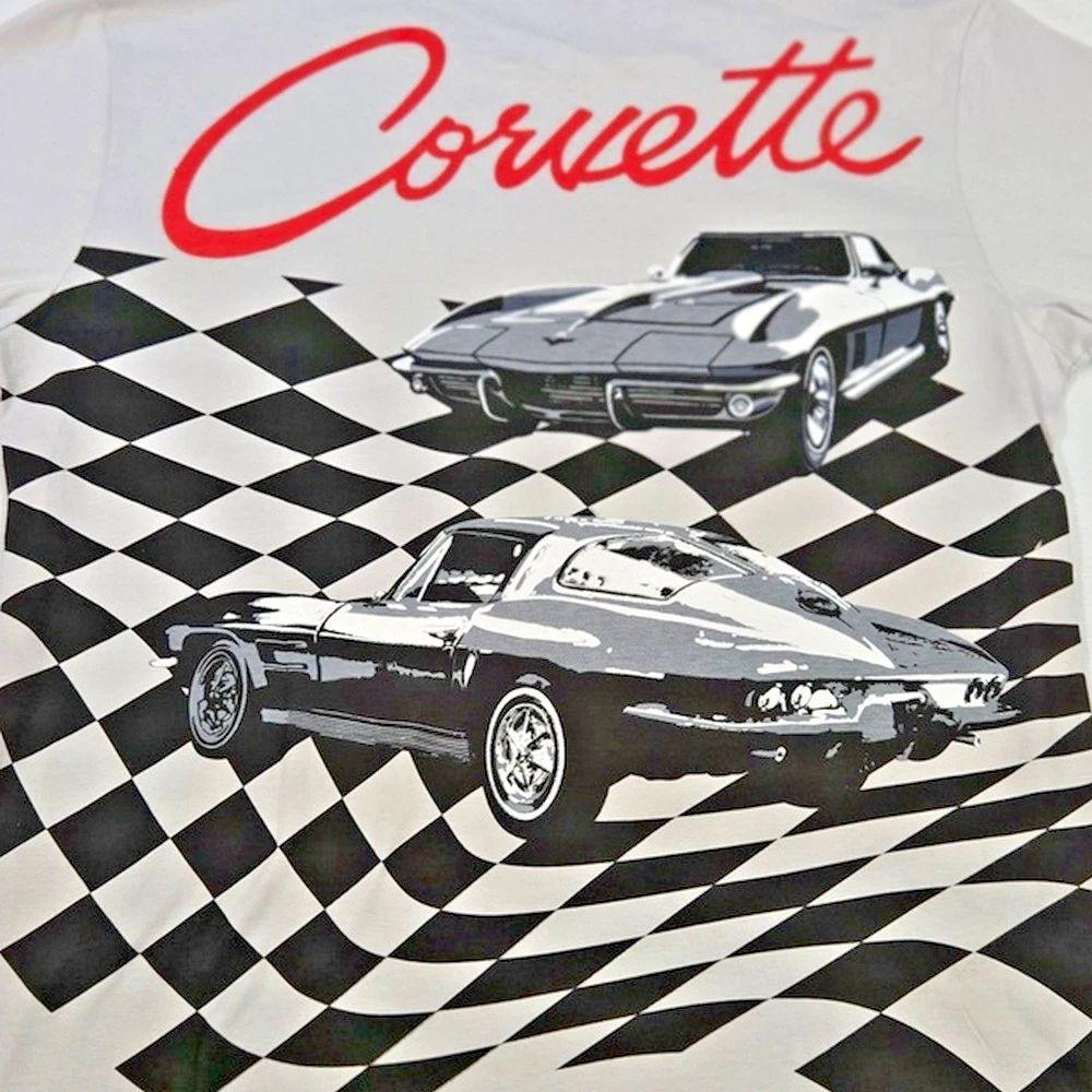 GM Official Corvette Men's Sz L Racing Flag American Muscle Tee Unisex